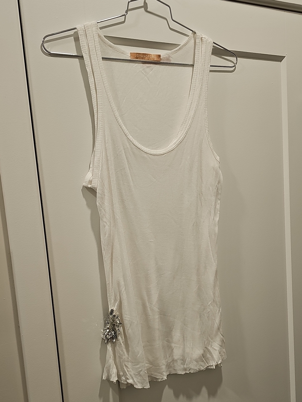 White Embellished Tank Top - Women
